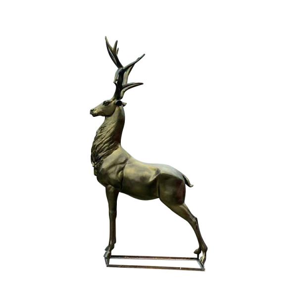 Gnee Garden Cast Iron Outdoor Metal Sculpture Brass Elk Statue