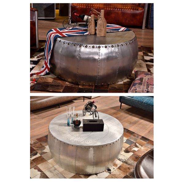 Nidea #8626 Nidea Retro Industrial Loft Style Aluminum Handmade & Durable Living Room Cabinet Coffee Table