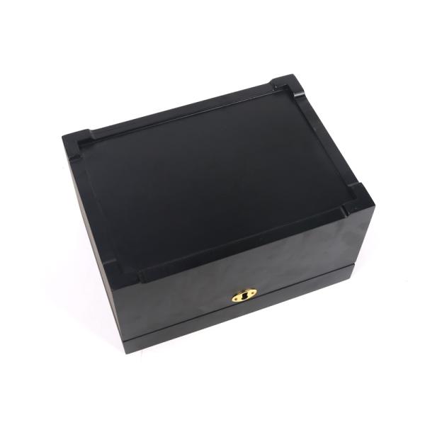 Simply Logo Printed Wooden Packaging Box Black Personalized Jewelry Box