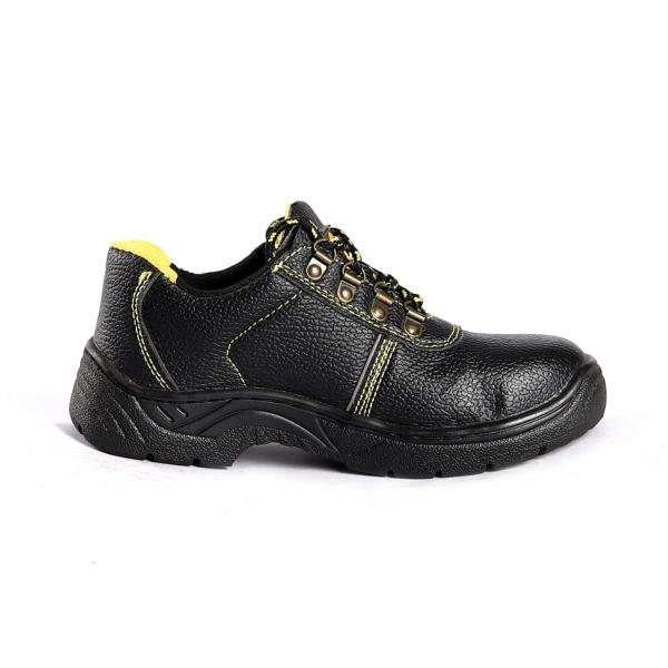 Comfortable EVA Insole Steel Toe Black Leather Mesh PU Sole Puncture Resistance Work Safety Shoes
