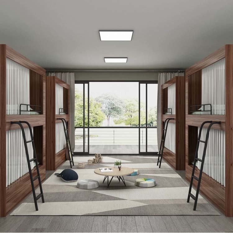 Walnut Double Deck Solid Wood Loft Bed KD Structure for Customized Customer's Request