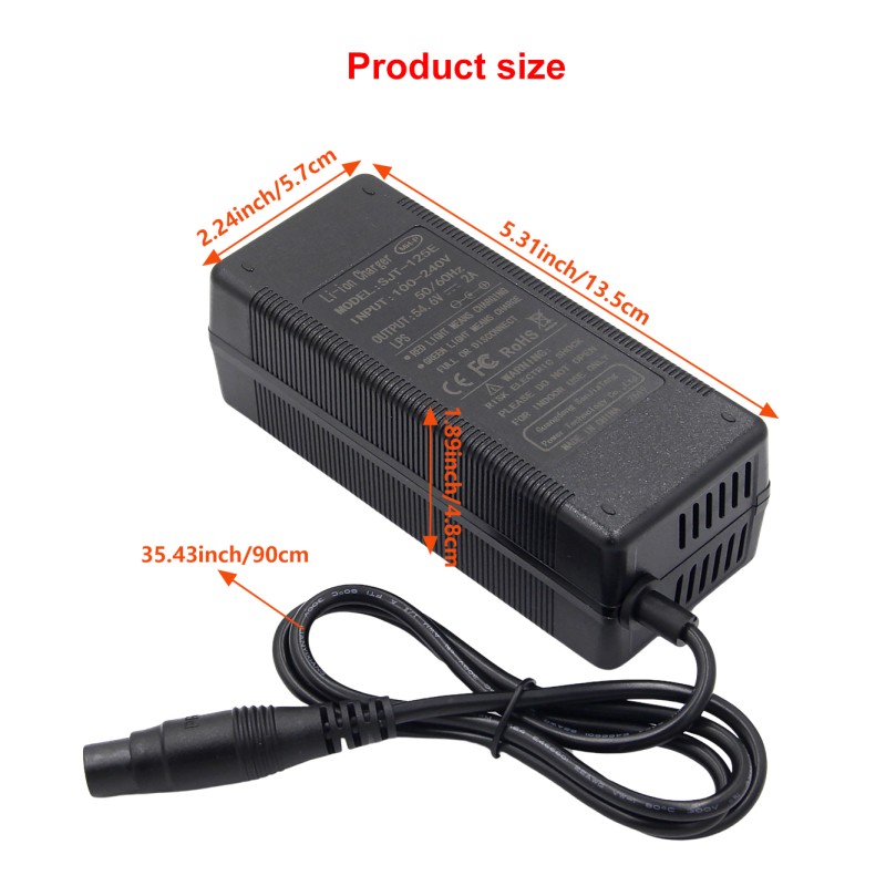 54.6 V 2A Li-ion Battery Charger with Overcurrent Protection for Electric Scooters Power Supply