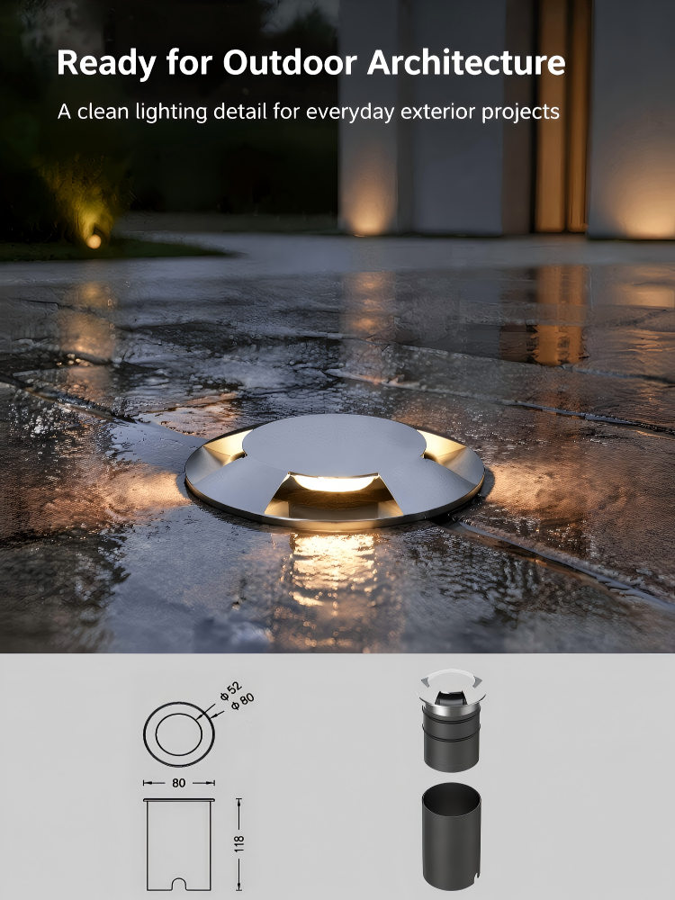 Quad Emission Outdoor Ground Spotlights 12W CREE COB 4 Aperture Driveway Lighting