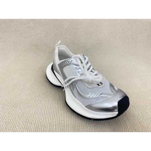 Women grey crossover strap running shoes with comfort breathable mesh upper and heightening