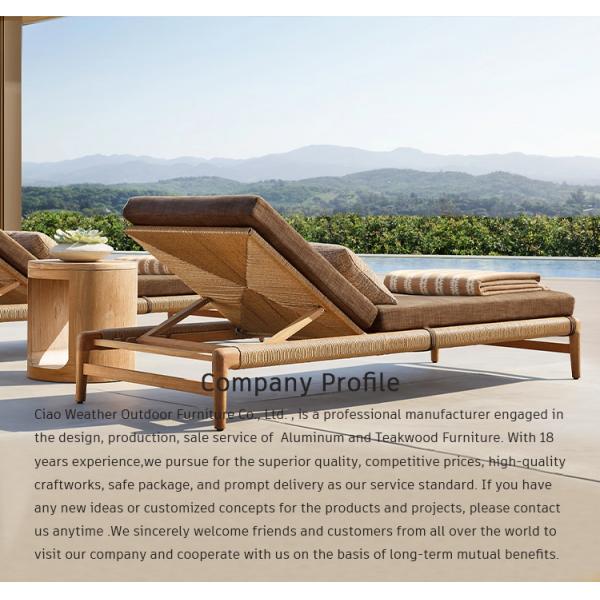 Wood Outdoor Sun Lounge Chair for Luxury Resort Beach Chaise and Customized Color at Modern Hotel Patio