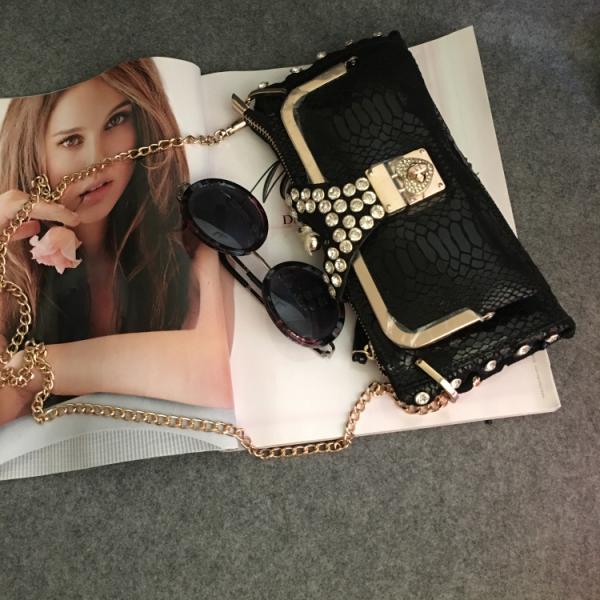 2016 new winter fashion handbags serpentine chain bag diamond evening bag luxury