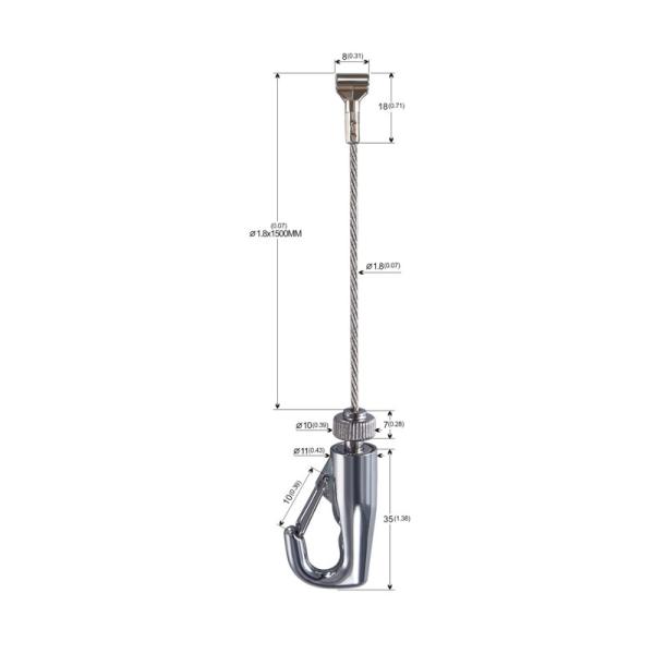 Cabeça de cobra de liga de zinco 1,8 mm SS Corda de arame pintura artística Kit para pendurar YW-860476