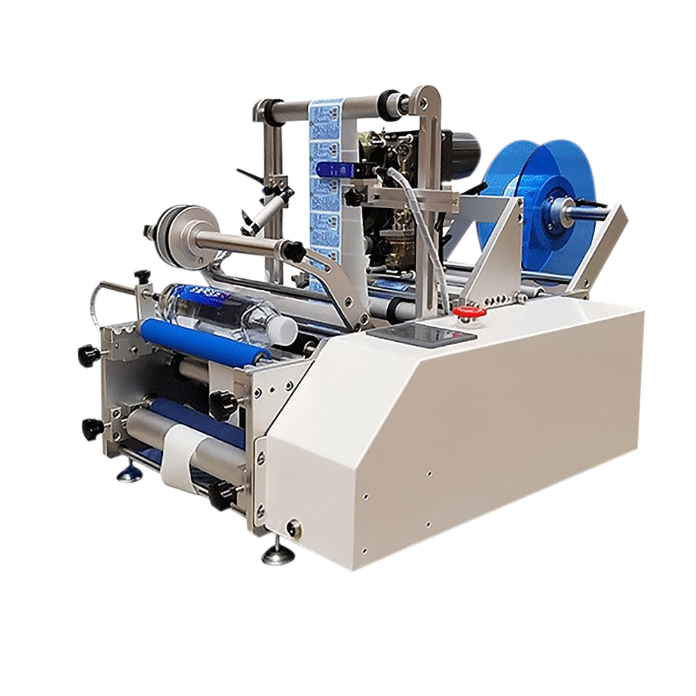 Semi Automatic Bottle Labeling Machine Desktop Glass Plastics Round Bottle Labeling Machine for Juice Wine and Perfume Bottles