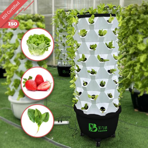 65L 14 Layer 112 Holes Agriculture Greenhouse Vertical Growing Towers Vertical Garden Hydroponic System Equipment