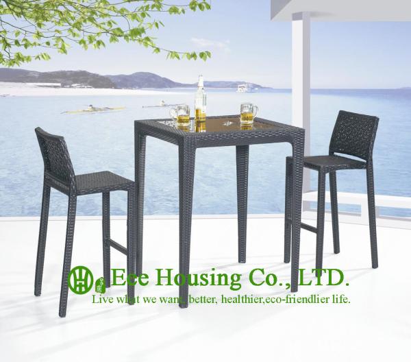 Mordern Design Outdoor PE Rattan Bar Stools , Aluminum Frame Bar Stool For Sale