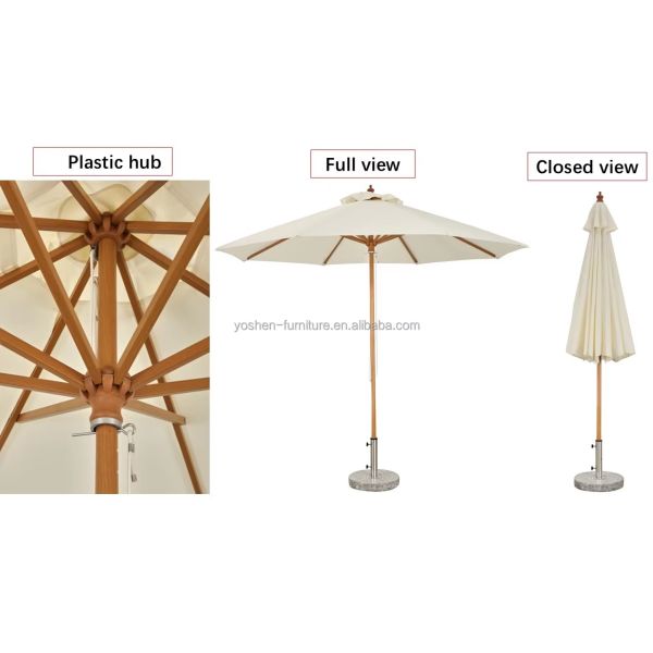 Yoshen 10ft Heavy-Duty Commercial Umbrella All-Weather Aluminum Pool & Patio Parasol with Weighted Base