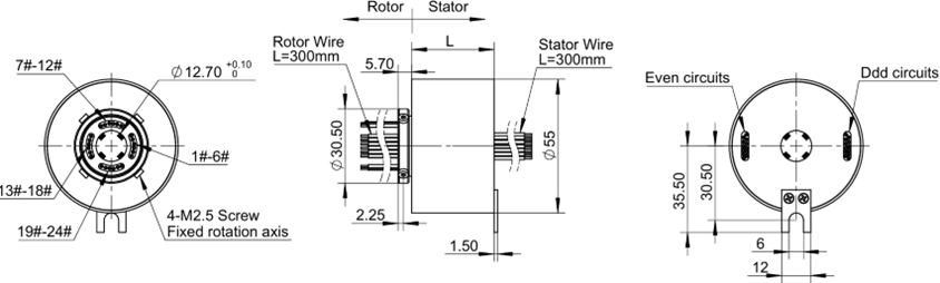 Multi Circuit Through Bore Slip Ring For Military Devices / Radar Antennas / Robotics