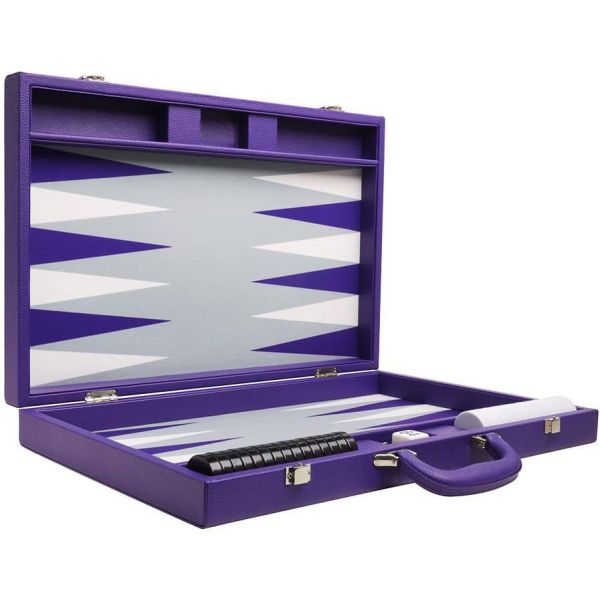 Purple High End Portable PU Leather Game Boxes Backgammon Board Box Custom Size
