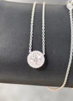 Collar de pendente de diamante redondo criado em laboratório com halo pendente de laboratório de joias de diamante