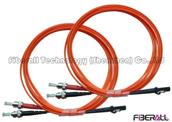 Dual Core MTRJ To ST Fiber Optic Jumper Cables With Multimode Orange Optical Cable