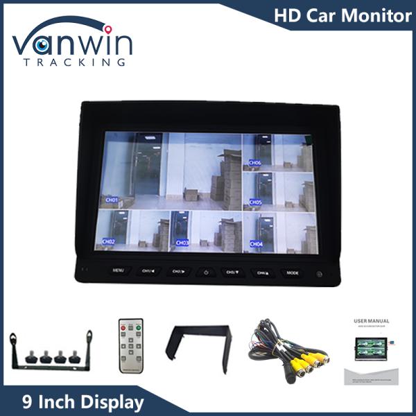 9 Inch 8 Channel AHD Monitor Video 1080P Car LCD IPS Monitor for Bus Truck Trailer