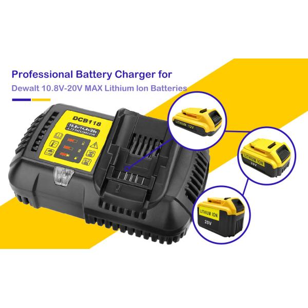 Батареи совместимая 18V 20V Макс Dewalt заряжателя QC3.0 DCB118 батарея быстрой
