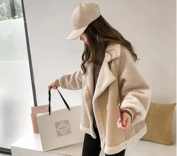 Fashion Puffer Down Coat Winter Fleece Fur Aviator Jacket For Women