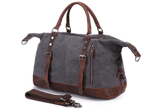 Grain Leather Canvas Carry On Duffel Bags Smooth Zipper OEM ODM