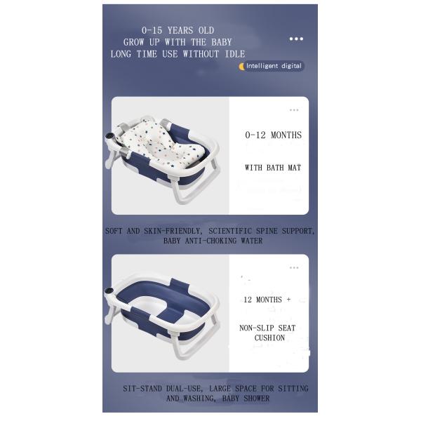 Portable Collapsible Infant Baby Bathtub Set High Temperature Resistance Carton Print