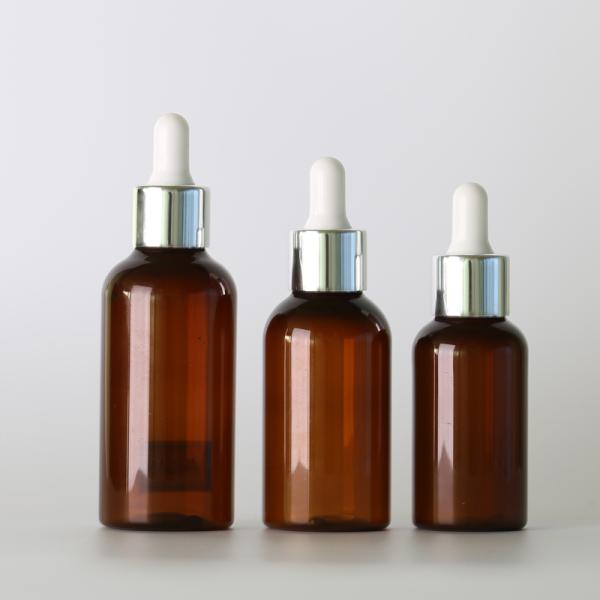70ml Oil Pet Plastic Bottles Amber Color Refillable With Liquid Dropper Cap