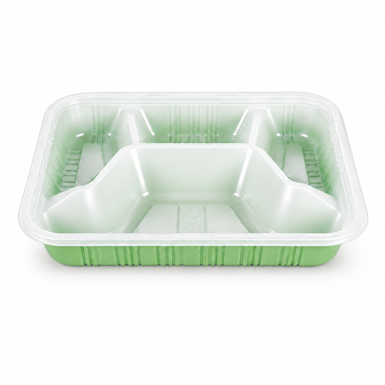 School Lunch Green Four Compartment Tray Catering PP Meal Tray