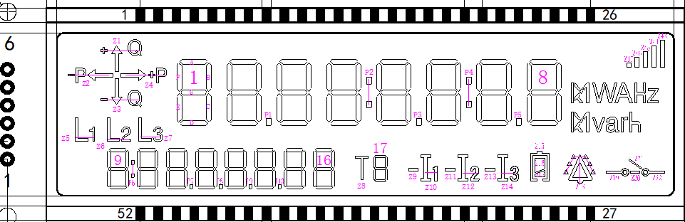 Customized Size 7 Segment monochrome with white backlight cob lcd modules screen panel for electricity meter