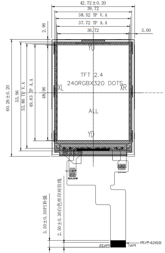 2.4 Inch TFT LCD Display with QVGA 240x320 Resolution and Resistive Touch Screen