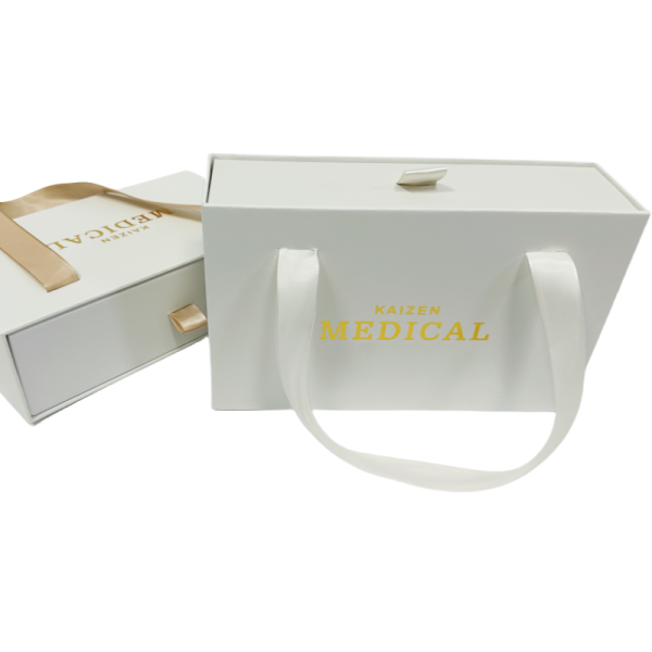 Custom Logo Rigid Cardboard Hair Wigs Packaging Drawer Sliding Paper Gift Boxes With Ribbon Handle