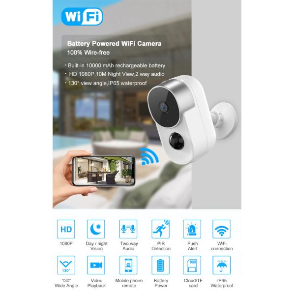 Waterproof IP65 1080P Tuya Wifi Camera P2P Wireless CCTV Home Surveillance