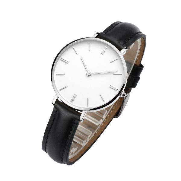 Black Genuine Leather Ladies Wrist Watches With Interchange Strap