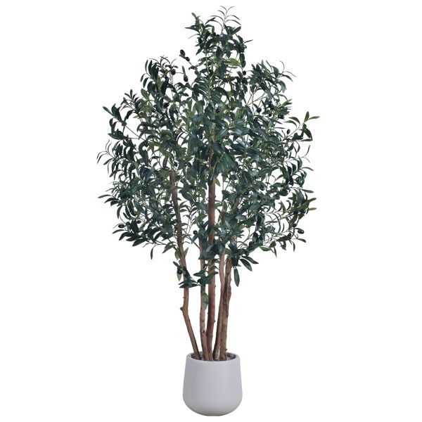 Artificial Olive Tree with Real Wood Trunk, 180cm Tall UV Resisted Faux Potted Plant for Modern Indoor Outdoor Home Office Decor