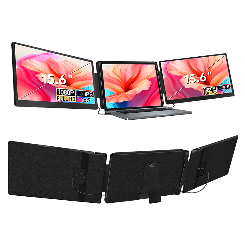 1080P FHD IPS 15.6 Inch Tri Screen Monitor 16:9 Wide Display For Business