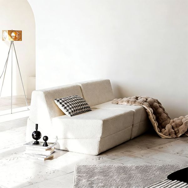 Modern Square Sectional Sofa Apartment Living Room Bedroom Recliner Sofa Bed Furniture Vacuum Compressed Modular Packing