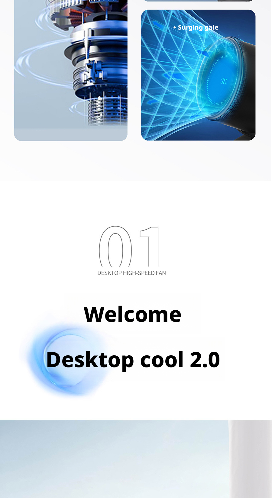 Clip On Portable Desk Fan With 1800mAh Battery Multi Use Desktop Cooling Fan