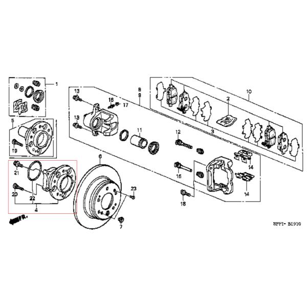 HUB026 Rear Wheel Hub Bearing Honda Odyssey RHD RB1 RB2 2003-2008 42200 SFE 951