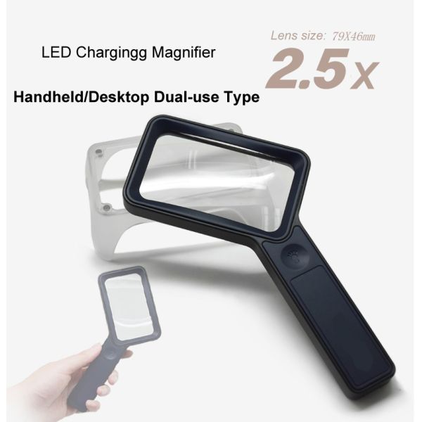 3X Handheld Screen Magnifier LED Light Book Reading Maintenance Identification Collection Jewelry Antique Foldable Desktop