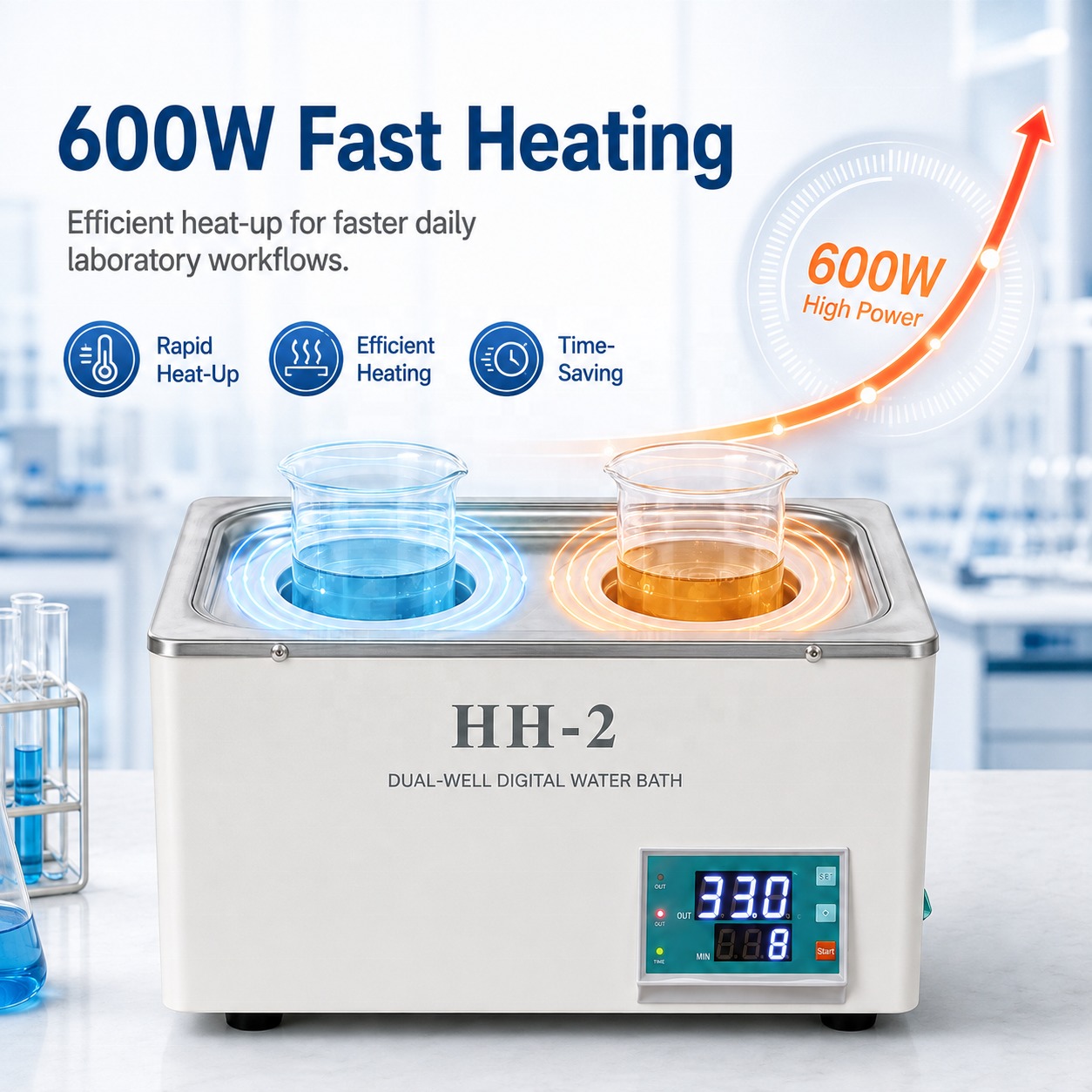 Cenlee Laboratory Reagent Incubation Dual Hole PID Digital Control Room Temp to 100C Constant Temperature Water Bath