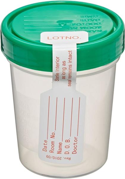 Disposable Specimen Cups| High-Grade Silicone, Sterile, Individually Wrapped Medical Cups W/Leakproof, Screw-On Lids