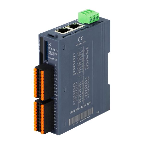 Industrial remote I/O module PLC Module Modbus-TCP/IP I/O Module 100Mbit/s 24VDC Input 16DI +16DO IP20 Din Rail