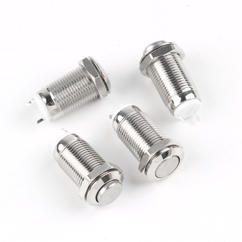 10MM Metal Push Button Switch Self-Resetting Latching Normally Open Miniature Illuminated Switch 2Pin High Head
