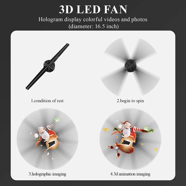 AC240V 43CM 3D Holographic Led Fan ABS Aluminium Splicing Cloud Management