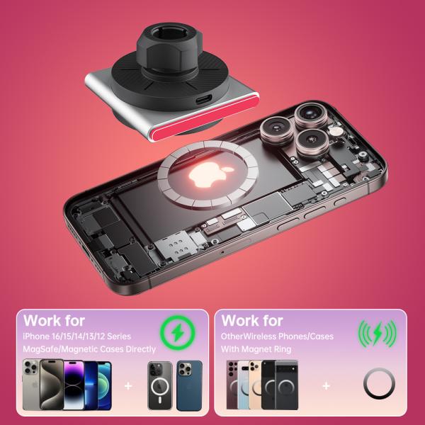 High-End Metal Magnetic Car Mount 9-Color RGB Light Effect Ultra-Thin Design One-Hand Operation Fast Charging