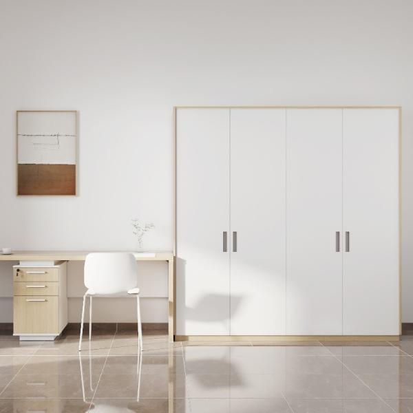 Um guarda-roupa de apartamento simples e de luxo com grande espaço de armazenamento