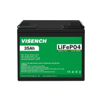 Visench 12V 35Ah Deep Cycle Digital recarregável Bateria de Fósfato de Lítio Ferro 12.8V Lifepo4 Bateria de Íons de Lítio