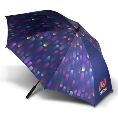 Customized Logo Large Sublimation Golf Straight Umbrella for Wind and Rain Protection