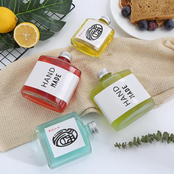 200ml 12 Oz Square Glass Beverage Bottle BPA Free For Outdoor Picnic Portable