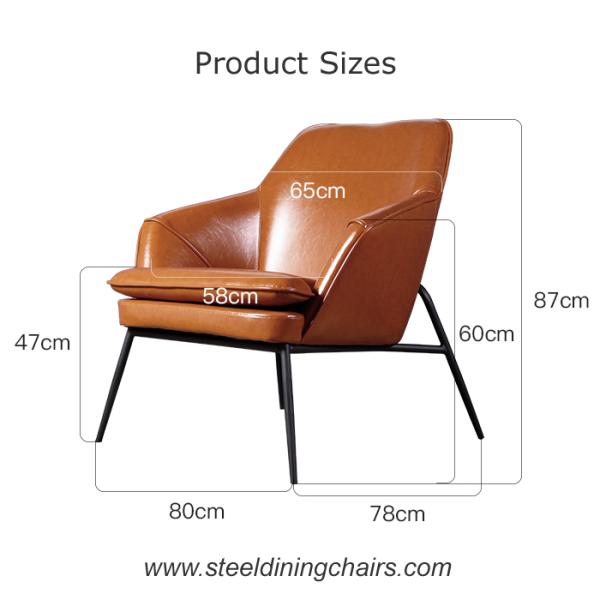 Furniture Leather Covered Leisure Yellow Accent Armchair With Black Metal