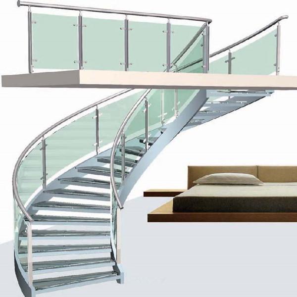 Wrought Iron Interior Stair Railings Spiral Staircase Glass Curved Banister Handrail