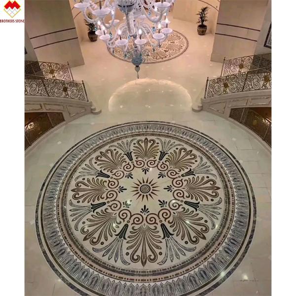 Custom Mosaic Floor Water Jet Medallion Natural Wall Decoration Marble